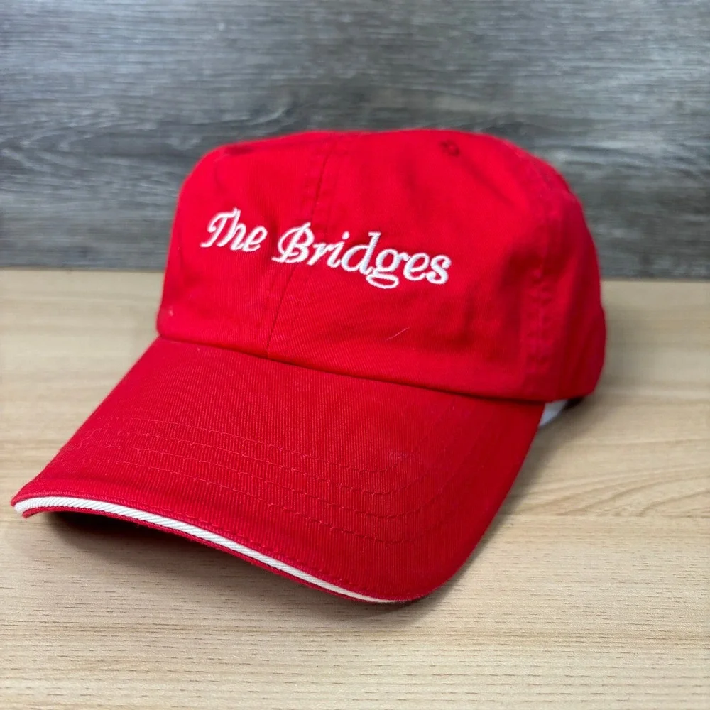 The Bridges Hat Cap Strap Back‎ Red Golf Winona Minnesota One Size Adjustable